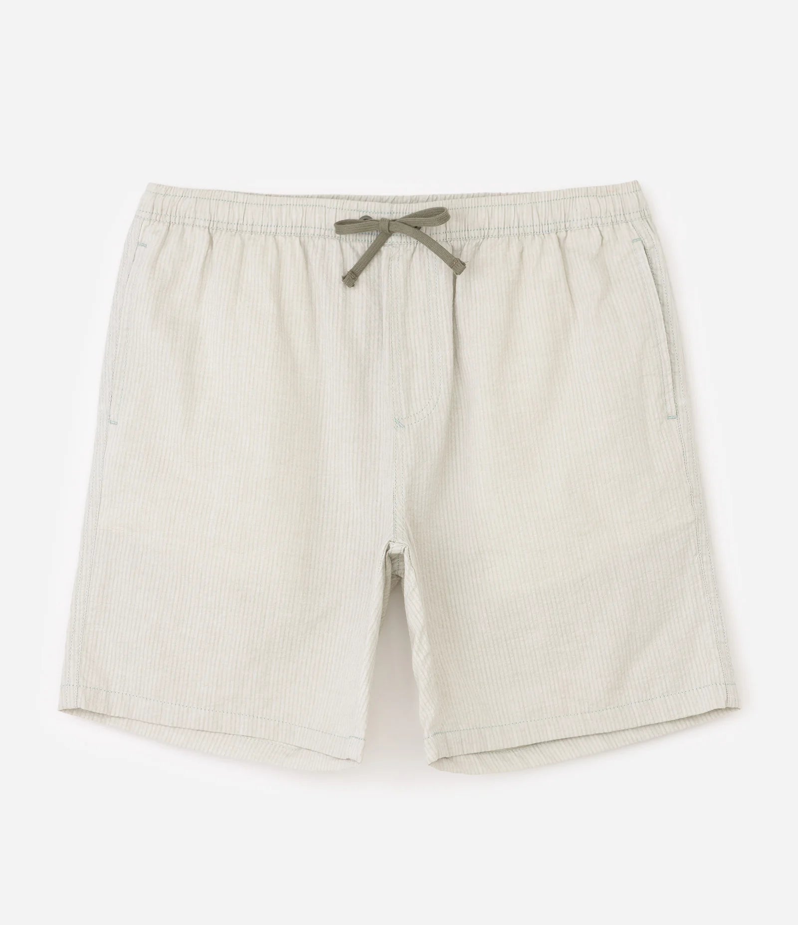 Striped Cotton Casual Shorts – Beige