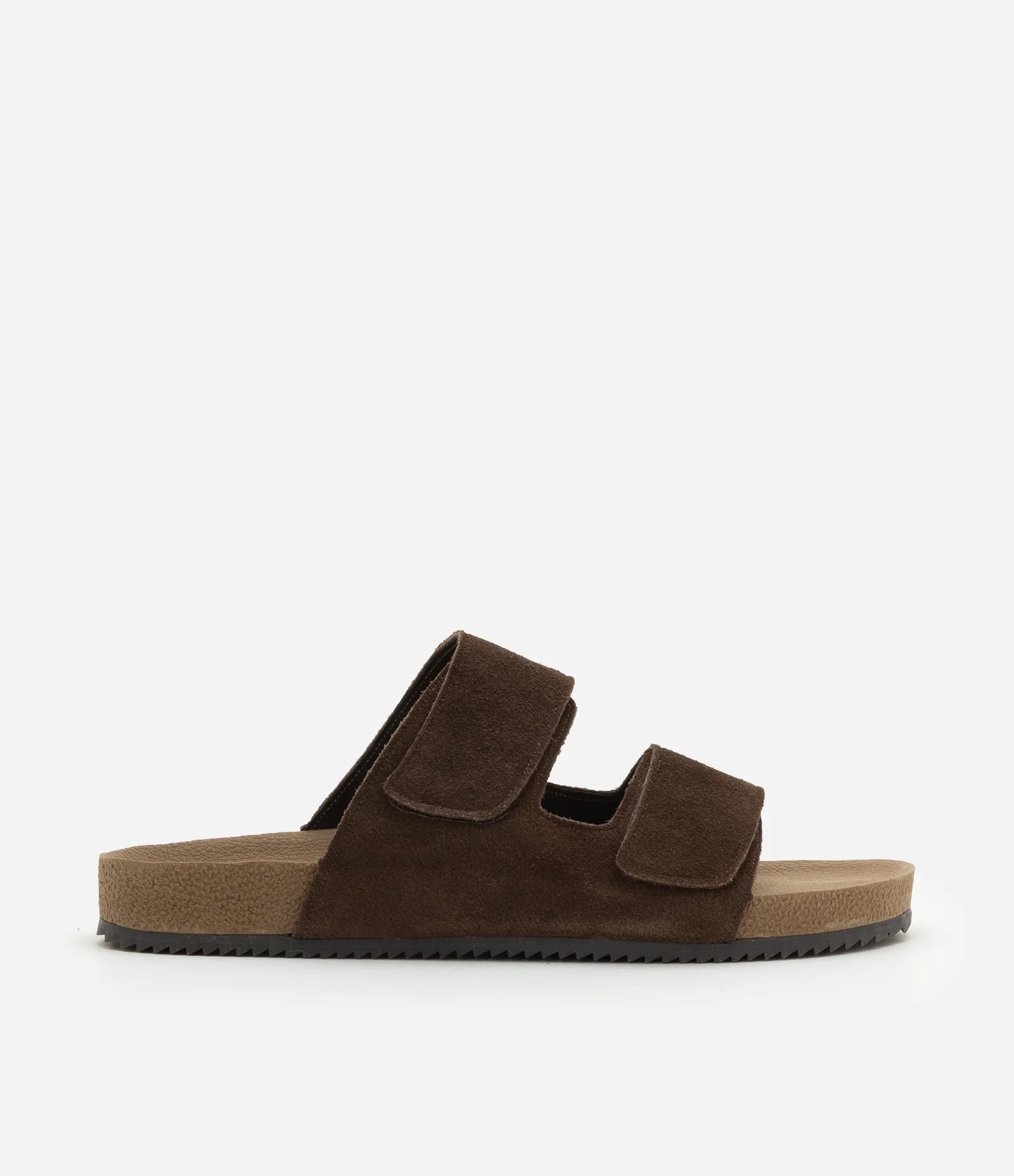 Premium Suede Double-Strap Slide Sandals – Brown