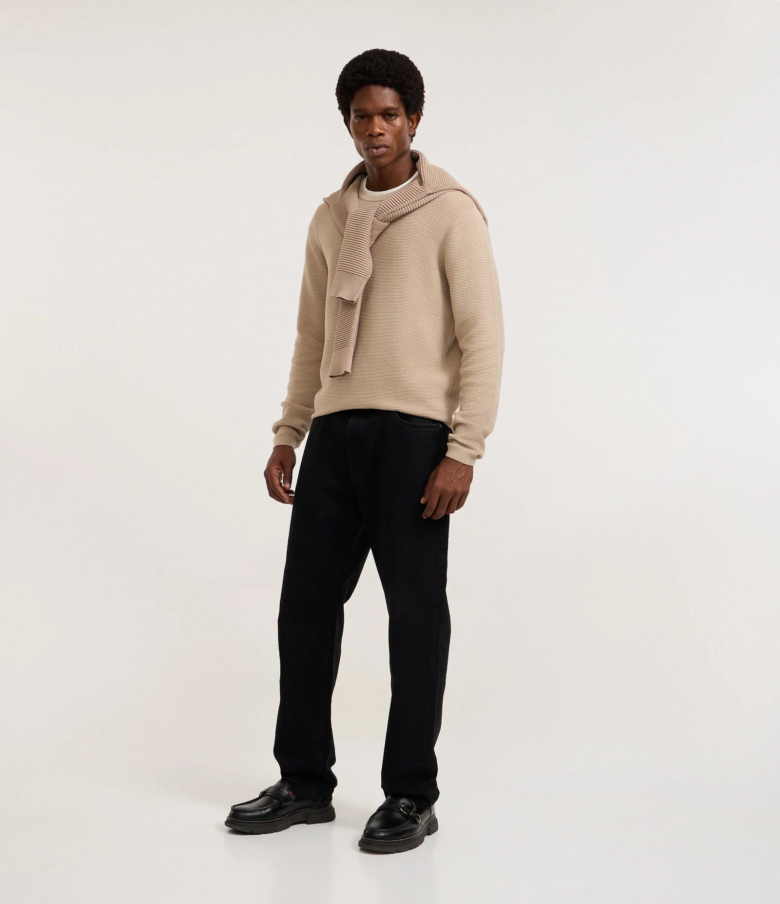 Textured Comfort Knit Jumper – Beige
