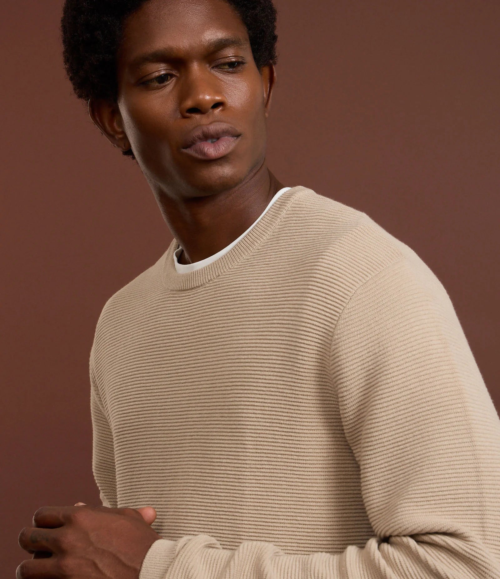 Textured Comfort Knit Jumper – Beige