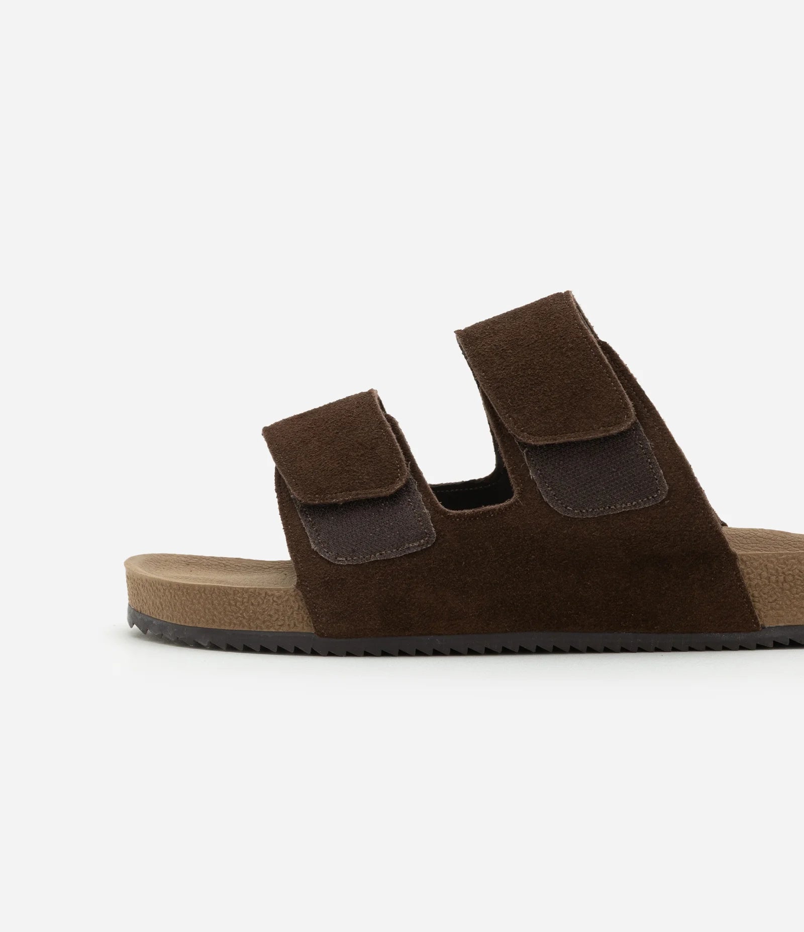 Premium Suede Double-Strap Slide Sandals – Brown